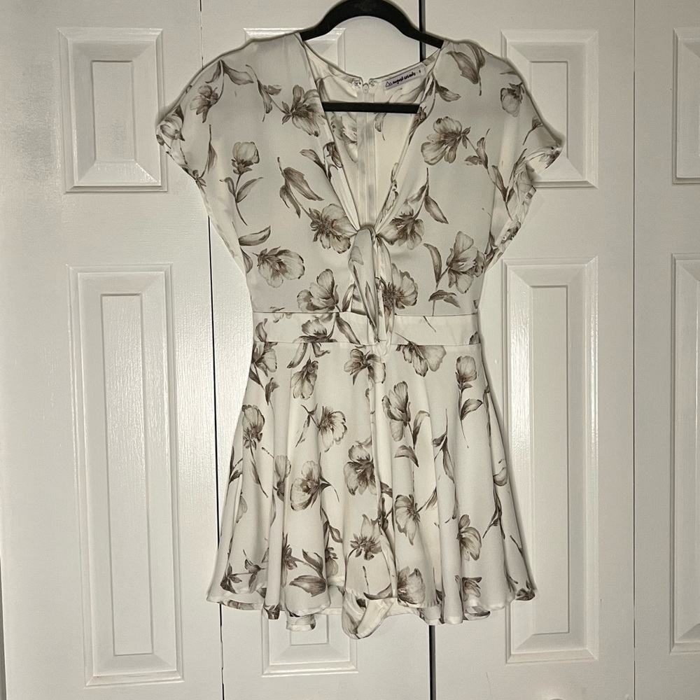 White floral chiffon romper size S